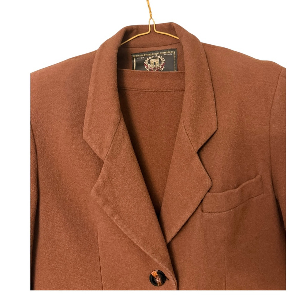 Vintage Express Wool Cashmere Blend Brown Skirt Suit Blazer Set Size Small - Picture 3 of 10